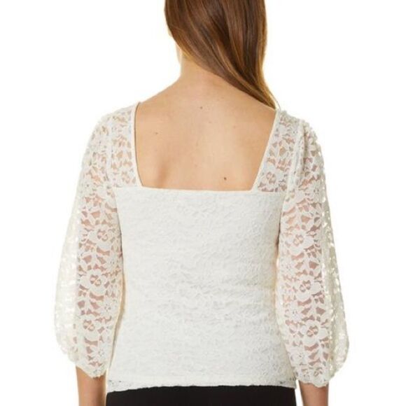 NEW LG Solid Ivory Lace V-Neck Top Blouse - Picture 2 of 16